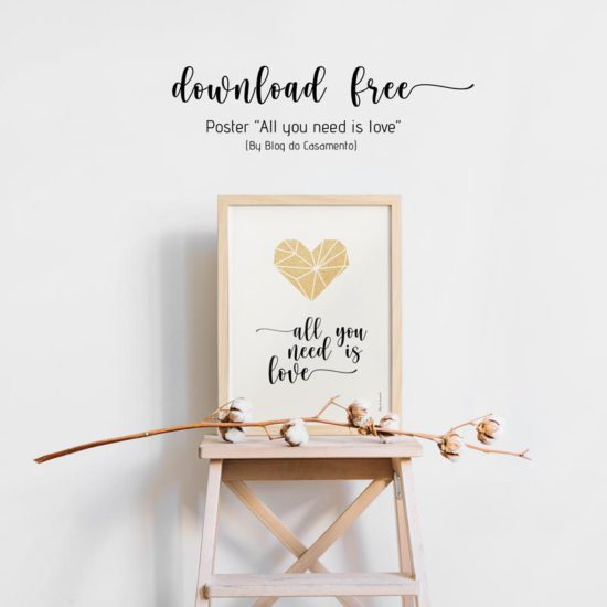Poster “All you need is love” para mesa de doces