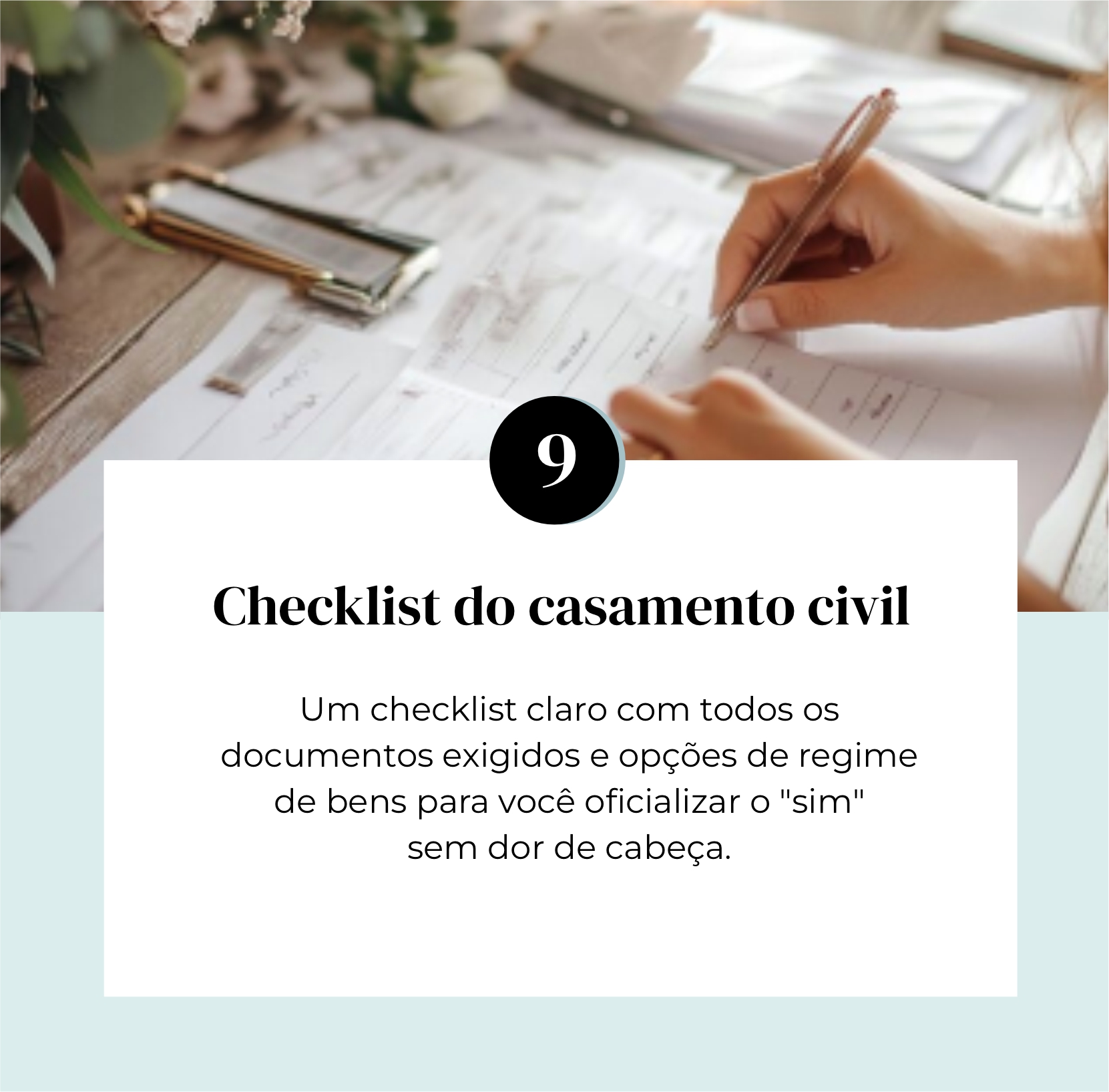 Checklist de documentos e prazos para casamento civil no planner de casamento.