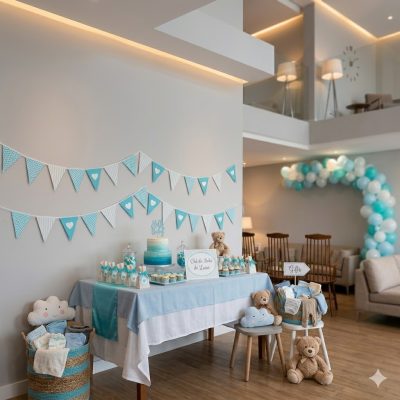 bandeirinhas decorativas azuis para quarto de menino, chá de bebê, festa infantil menino