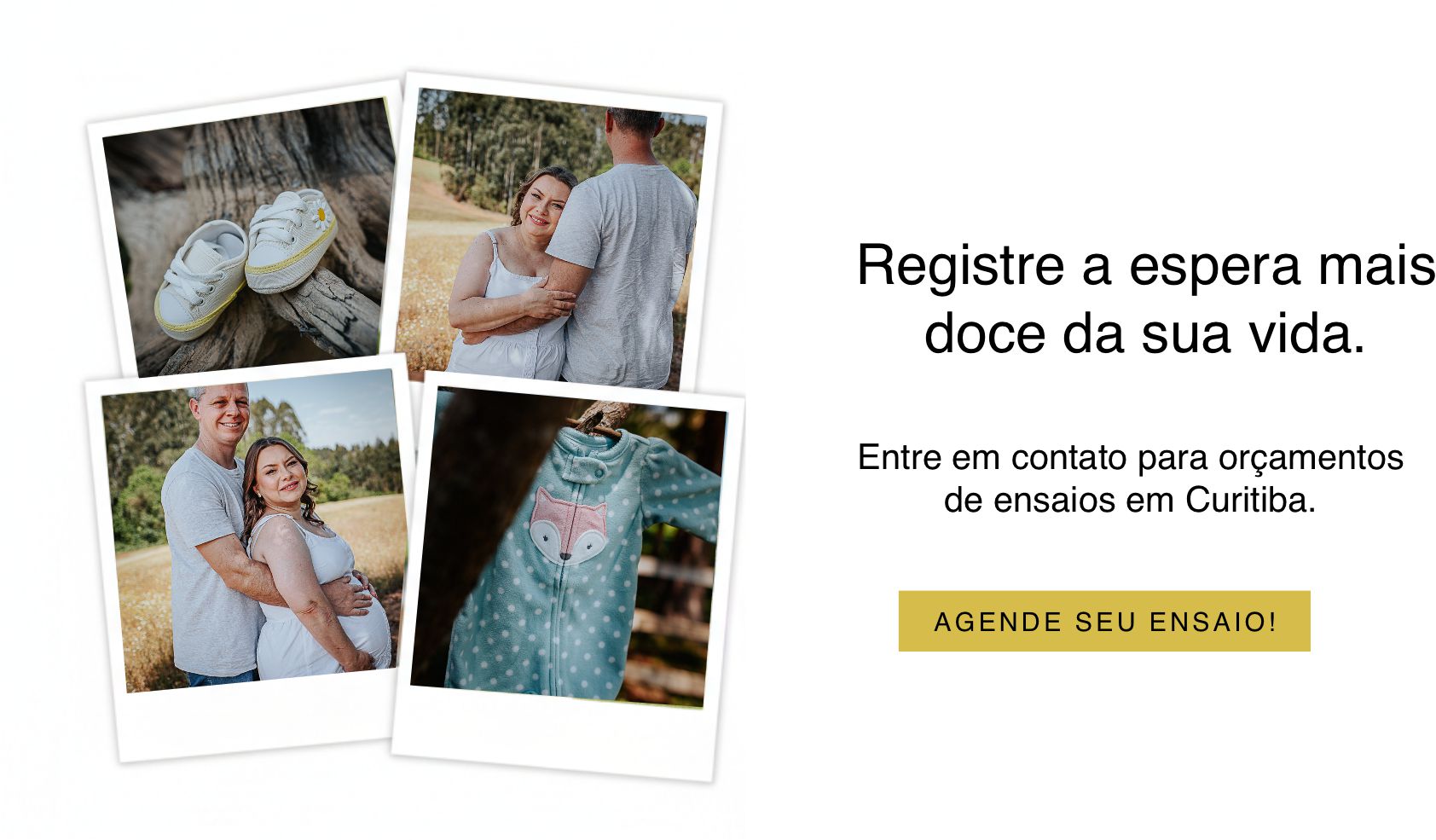 banner chamando para a página de contato do site da Rubia Rocha Fotografia, ensaio de gestante Curitiba