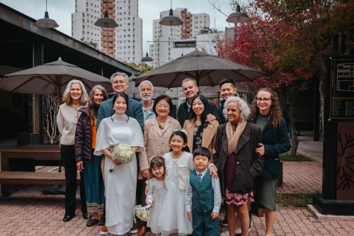 casamento civil em Curitiba - retrato de família, no Passeo república