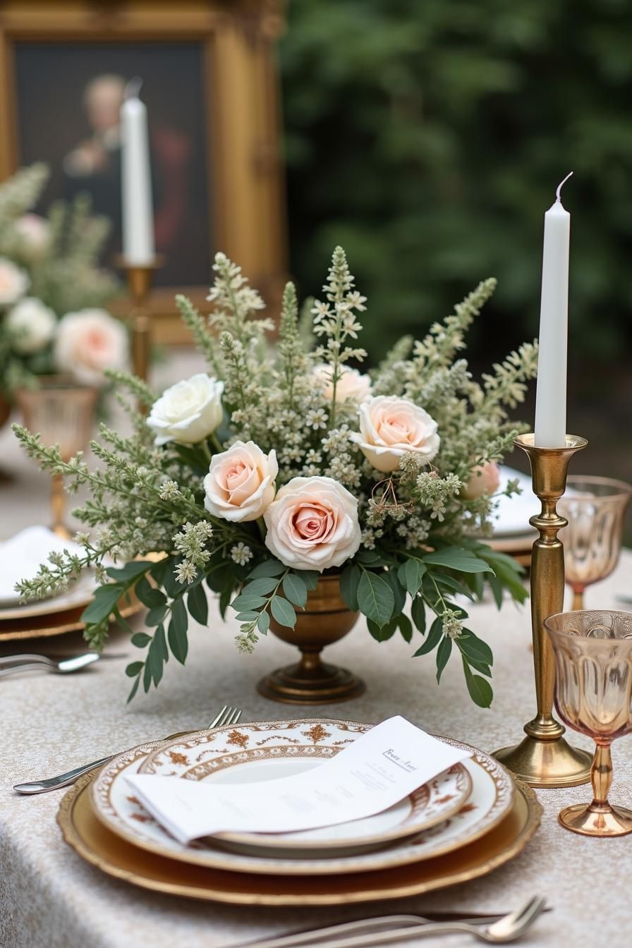 decoração clássica de casamento com rosas
