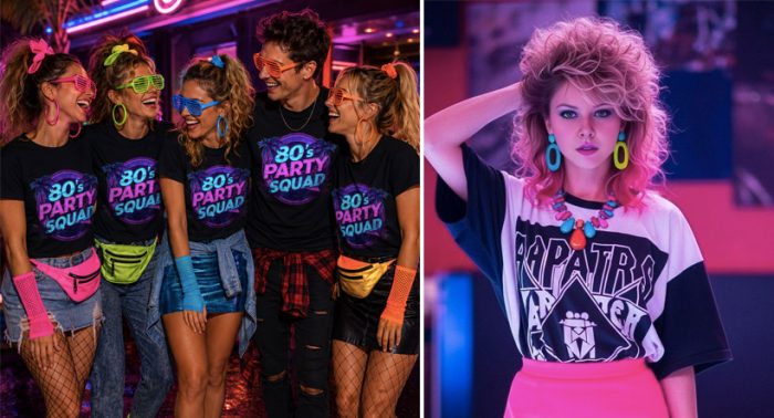 ideia de looks para festa temática anos 80