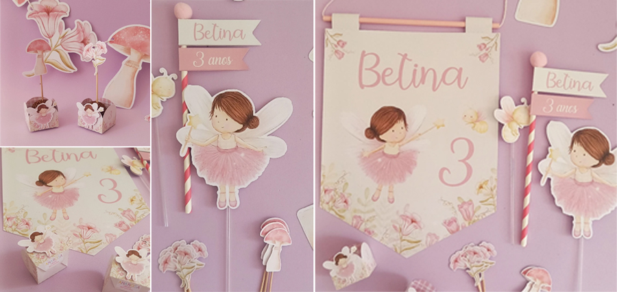 kit lúdico para festa infantil de menina no tema fadas papelaria para festa