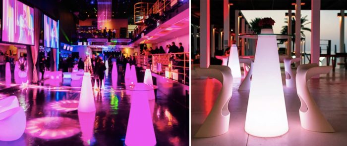 mesa bistrô LED para festa de casamento e 15 anos