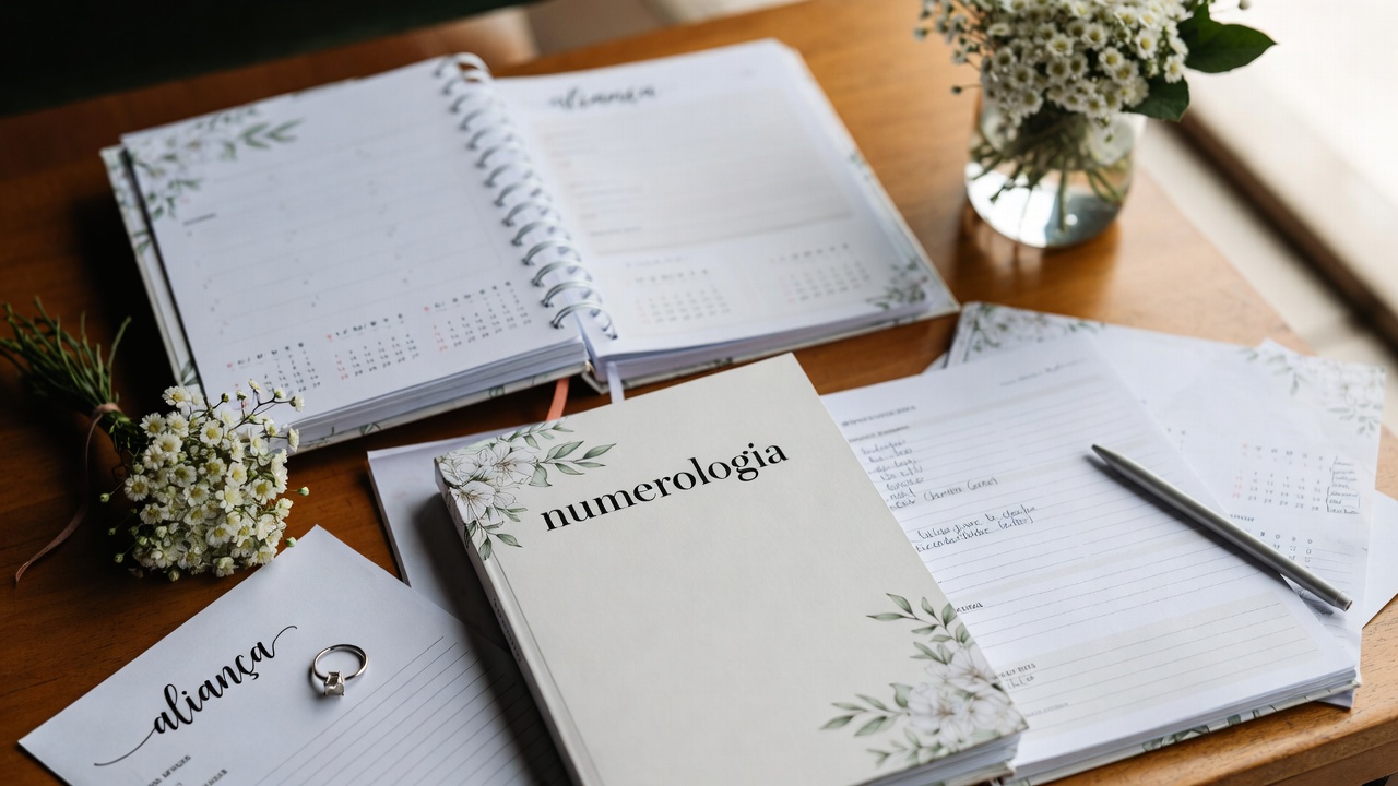 agenda da noiva com planejamento para marcar a data do casamento através da numerologia