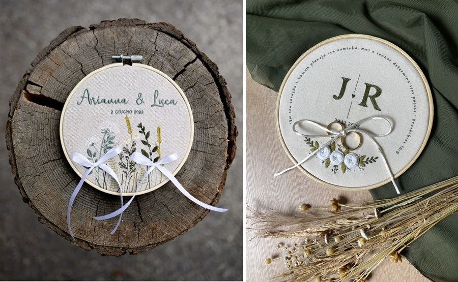 porta aliança bordado