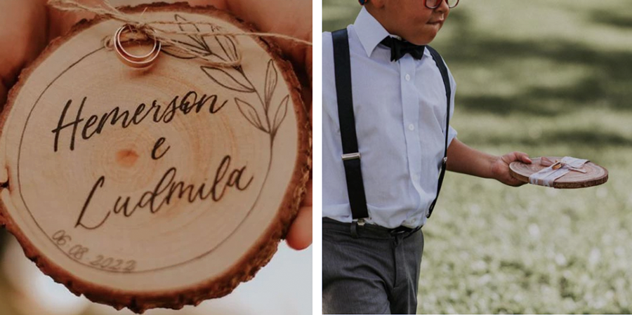 porta aliança rústico para casamento