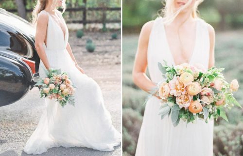 vestido de noiva com decote V para casamentos diurnos